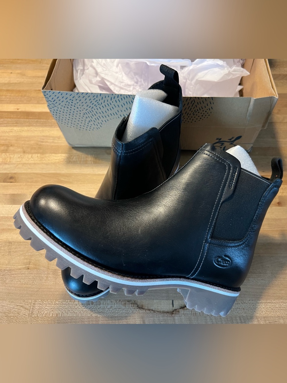 Chaco Women’s Black Leather Chelsea Boots - Picture 3 of 5